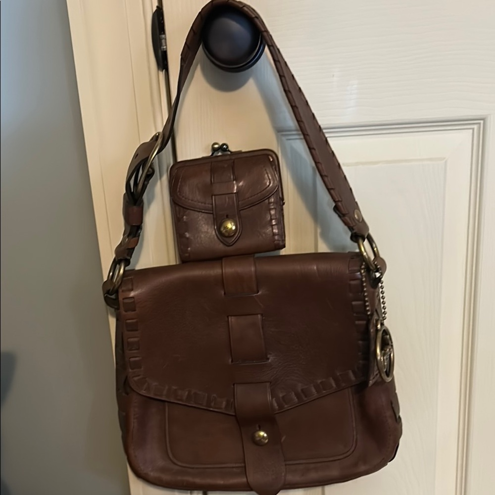 Coach Julia Thompson leather shoulder bag and matching wallet